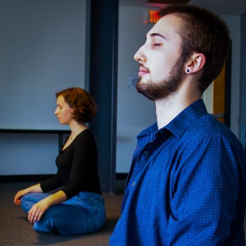 Students in Interfaith Prayer and Meditation Room